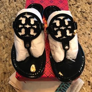 BRAND NEW Black Patent Tory Burch Miller Sandals
